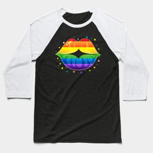 Funny Lesbian Gay Pride Lgbt Lips Flags Baseball T-Shirt